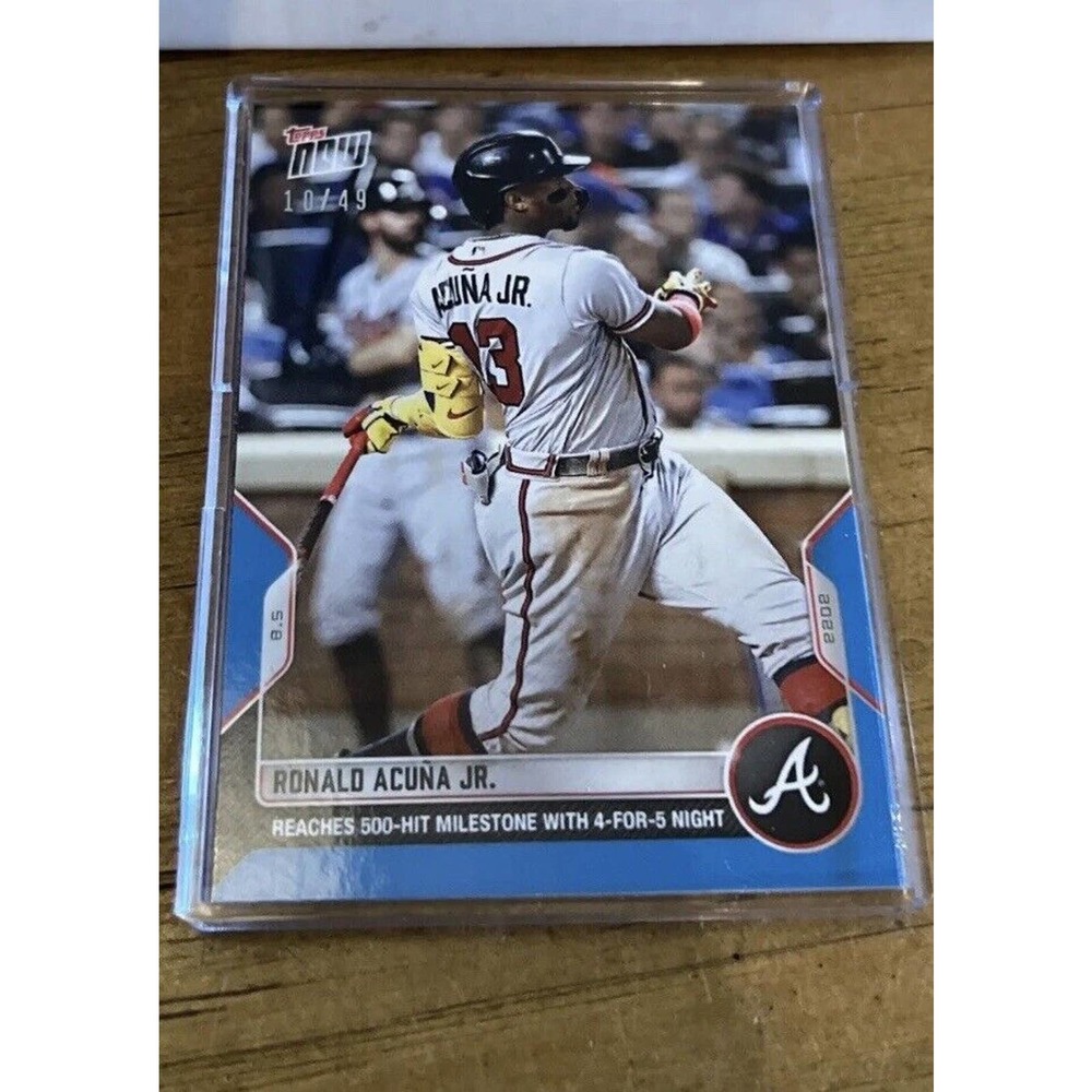 2022 MLB Topps Now Ronald Acuna Jr BLUE PARALLEL 10/49 Braves #659 500th hit